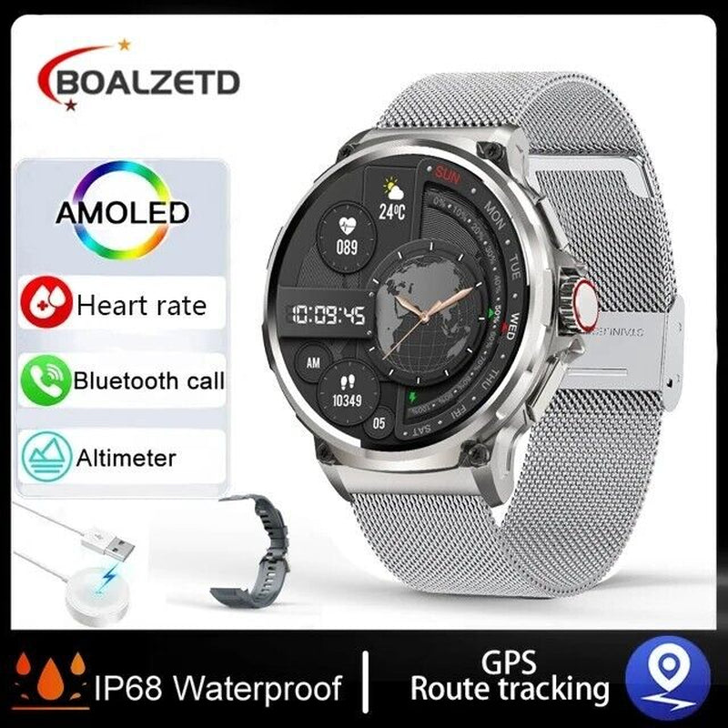 1.85" Ultra HD Smartwatch GPS Bluetooth Call Health Monitoring Watch Gym Gift